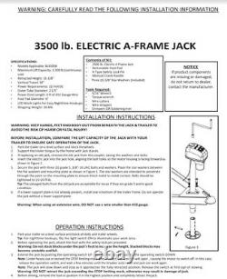 Heavy-Duty Electric Power Tongue Jack 1.75 Ton Capacity RVs/Campers/Boats