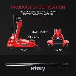 Heavy Duty Hydraulic Car Floor Jack with Lift Pump for l Terrain Vehicles, 3 Ton
