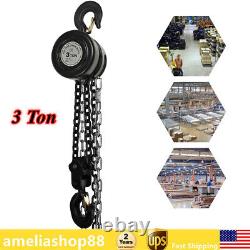 Heavy Duty Manual Hand Chain Hoist 3 Ton 6614 Lbs Capacity 10 Feet with 2 Hooks