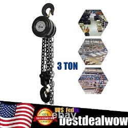 Heavy Duty Manual Hand Chain Hoist 3 Ton 6614 Lbs Capacity 10 Feet with 2 Hooks