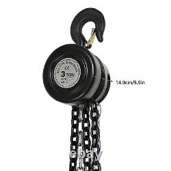 Heavy Duty Manual Hand Chain Hoist 3 Tons 6614 Lbs Capacity 10 Ft with 2 Hooks