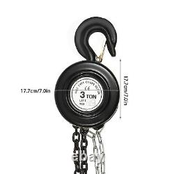 Heavy Duty Manual Hand Chain Hoist 3 Tons 6614 Lbs Capacity 10 Ft with 2 Hooks