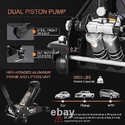 Heavy Duty Steel Service, Floor Jack with Dual Piston Quick Lift Pump, 3 Ton, Black