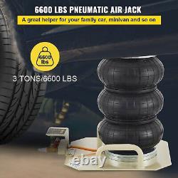 Heavy Duty Triple Bag Air Pneumatic Jack 3 Ton 6600 lbs Jacking Compressed Air