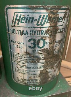 Hein Werner 30 Ton Hydraulic Bottle Jack USA Made 30.11AA Heavy Duty
