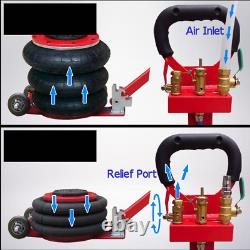 INTBUYING 3 Ton Triple Bag Air Pneumatic Jack Heavy Duty Jacking 5.9 to 15.75