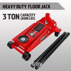 Jack Boss 3Ton Floor Jack Steel Heavy Duty Hydraulic Car Jack, Red, AST830025