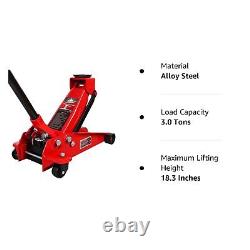 Jack Boss 3Ton Floor Jack Steel Heavy Duty Hydraulic Car Jack, Red, AST830025