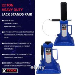 K Tool HD61222 22 Ton Automotive Jack Stands, Heavy-Duty, Adjustable