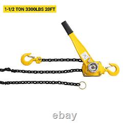 Lever Chain Hoist 3 Ton 6600LBS Capacity 10-20FT Chain With Heavy Duty Hooks US