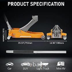LowProfileFloor Jack 3 Ton Heavy Duty Steel Dual Piston Rapid Pump