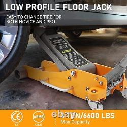 LowProfileFloor Jack 3 Ton Heavy Duty Steel Dual Piston Rapid Pump