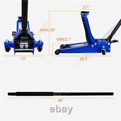 Low Profile Floor Jack 3 Ton Heavy-Duty Steel Dual Piston Hydraulic Pump