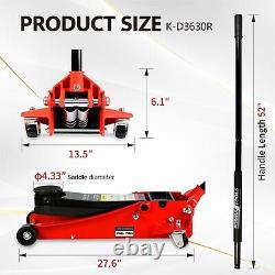 Low Profile Floor Jack 3 Ton Heavy-Duty Steel Dual Piston Pump Lift Car