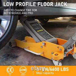 Low Profile Floor Jack 3 Ton Heavy Duty Steel Dual Piston Quick Lift Pump
