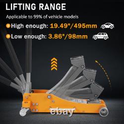 Low Profile Floor Jack 3 Ton Heavy Duty Steel Dual Piston Quick Lift Pump