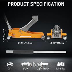 Low Profile Floor Jack 3 Ton Heavy Duty Steel Dual Piston Quick Lift Pump