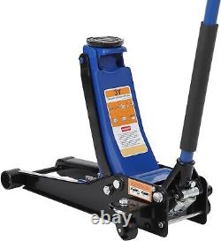Low Profile Floor Jack 3 Ton Heavy Duty Steel Dual Piston Rapid Pump Blue