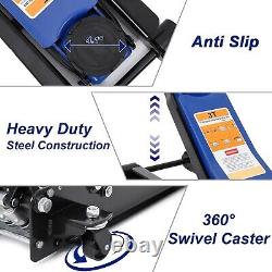 Low Profile Floor Jack 3 Ton Heavy Duty Steel Dual Piston Rapid Pump Blue