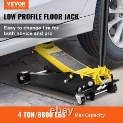 Low Profile Floor Jack 4 Ton Heavy Duty Steel Dual Piston Rapid Pump