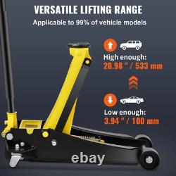 Low Profile Floor Jack 4 Ton Heavy Duty Steel Dual Piston Rapid Pump
