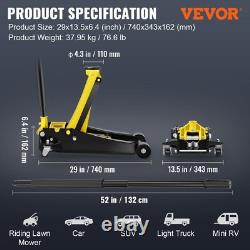 Low Profile Floor Jack 4 Ton Heavy Duty Steel Dual Piston Rapid Pump