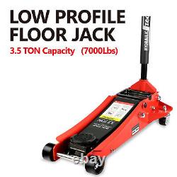 Low Profile Hydraulic Floor Jack 3.5 Ton (7000 lbs) Heavy Duty with Dual Pump US