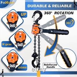 Mini Lever Chain Hoist with 20' Lift G80 Chain Heavy Duty Hooks 1/2 Ton Capacity