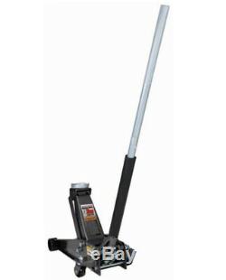 Pittsburgh 3 Ton Steel Heavy Duty Floor Jack with Rapid Pump Extra Wide Caster