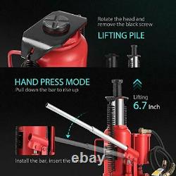 Pneumatic Air Hydraulic Bottle Jack With Manual Hand Pump 20 Ton Heavy Duty Auto