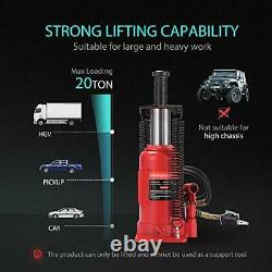 Pneumatic Air Hydraulic Bottle Jack With Manual Hand Pump 20 Ton Heavy Duty Auto