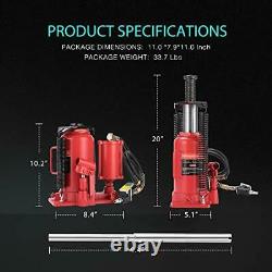 Pneumatic Air Hydraulic Bottle Jack With Manual Hand Pump 20 Ton Heavy Duty Auto