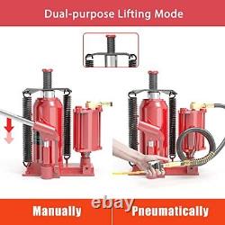 Pneumatic Air Hydraulic Bottle Jack with Manual Hand Pump 20 Ton Heavy Duty A