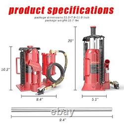 Pneumatic Air Hydraulic Bottle Jack with Manual Hand Pump 20 Ton Heavy Duty A