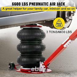 Pneumatic Car Jack Triple Bag Air Jack 6600lbs Quick Lift 3 Ton Heavy Duty Red