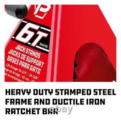 Powerbuilt 647511 Jackstands, 6 Ton, Heavy Duty Steel
