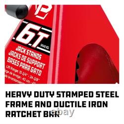 Powerbuilt Jack Stands, 6 Ton, Heavy Duty Steel withStand Covers