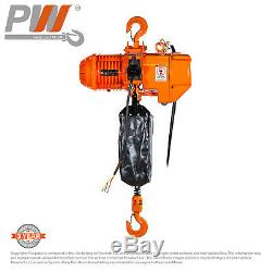 ProWinch 1 Ton Electric Chain Hoist 2200 lbs. 20 Ft Heavy Duty G100 Chain M4/H3