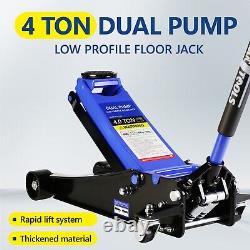 Quick Lift Heavy Duty Dual Pump 4 Ton Ultra Low Profile Floor Trolley Jack