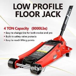 Quick Lift Heavy Duty Dual Pump 4 Ton Ultra Low Profile Floor Trolley Jack Red
