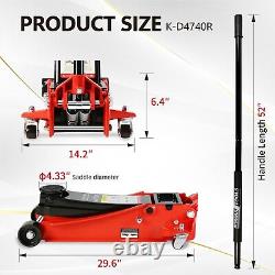 Quick Lift Heavy Duty Dual Pump 4 Ton Ultra Low Profile Floor Trolley Jack Red
