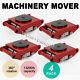 Red 4pc 6ton Heavy Duty Machine Dolly Skate Machinery Roller Mover Cargo Trolley