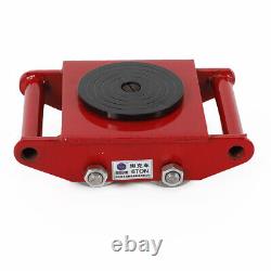 RED 4PC 6Ton Heavy Duty Machine Dolly Skate Machinery Roller Mover Cargo Trolley