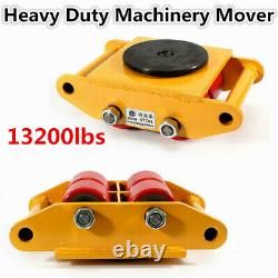 Set 6Ton Heavy Duty Machine Dolly Skate Machinery Roller Mover Cargo Trolley 4PC