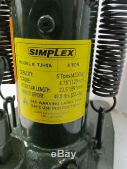 Simplex TJH5A, Heavy Duty Steel Toe Jack, 5 Ton Capacity, 4.75 Stroke