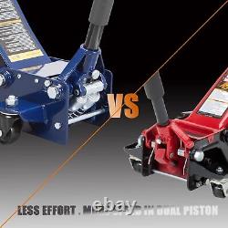 TCE 3 Ton Ultra Dual Pump Low Profile Heavy Duty Steel Service Floor Jack, Blue