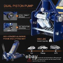 TCE Floor Jack Ultra Dual Pump Low Profile Heavy Duty Steel Service, 3Ton, Blue