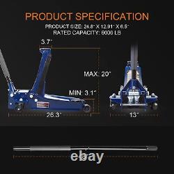 TCE Torin 3Ton Hydraulic Ultra Low Profile Heavy Duty Steel Floor Jack Dual Pump