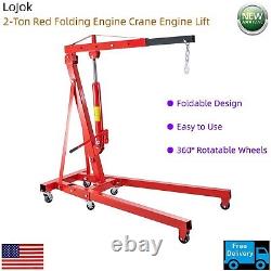 TECSPACE Professional 4409 lbs 2-Ton Red Folding Heavy Duty Engine Motor Hoist