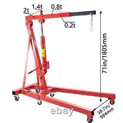 TECSPACE Professional 4409 lbs 2-Ton Red Folding Heavy Duty Engine Motor Hoist